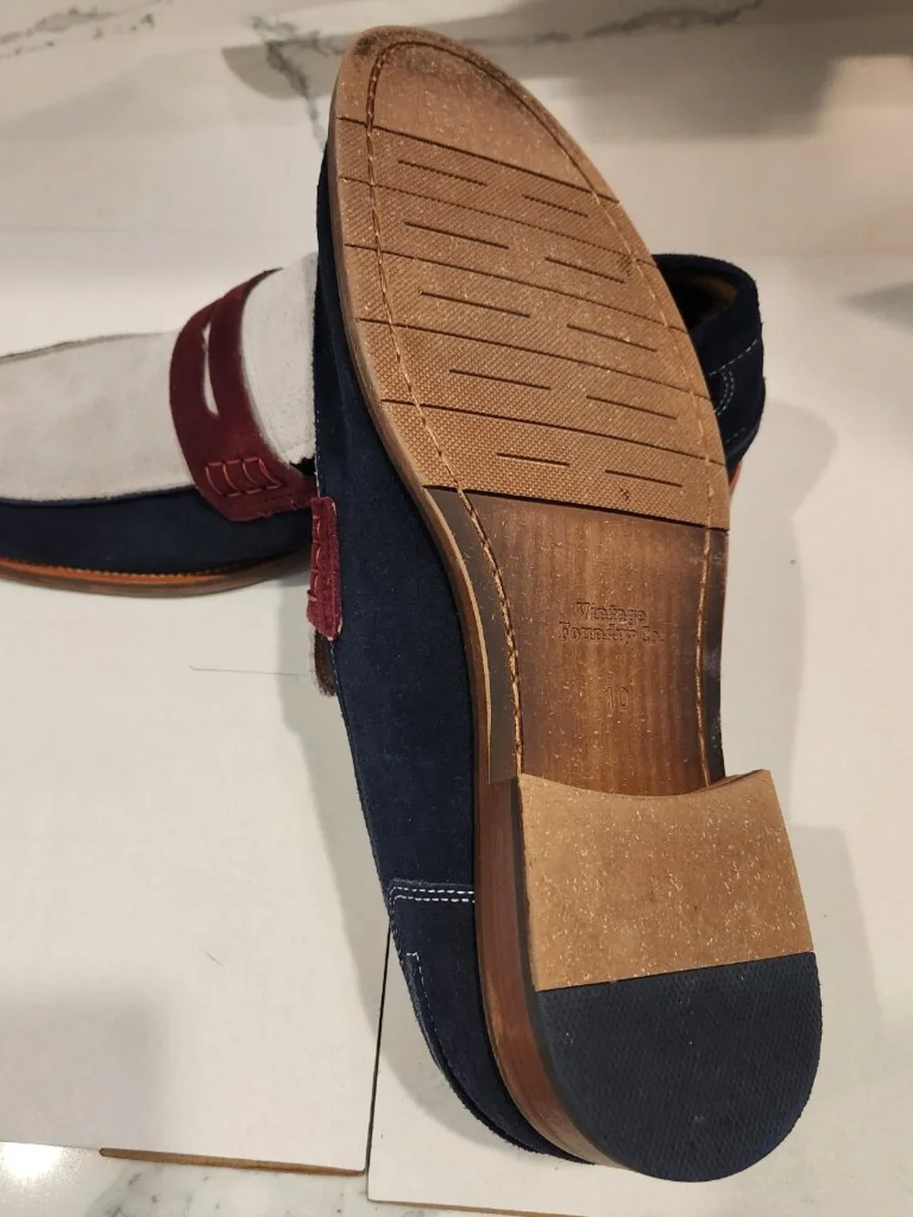 Vintage Foundry Co. Men's Two-Tone Suede Slip-On Loafers - Like New